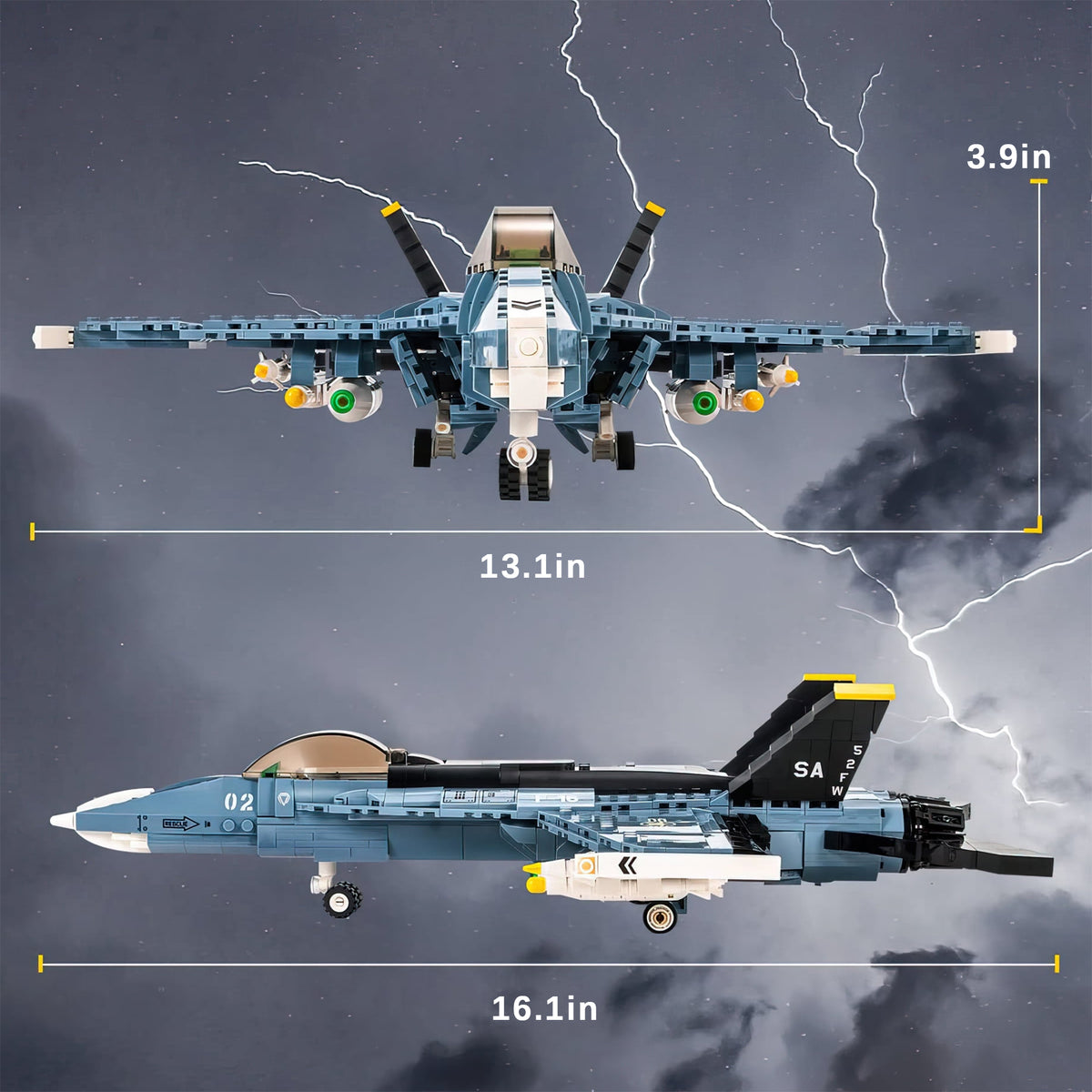 Blue F-16 Fighting Jet Building Block Set W26250