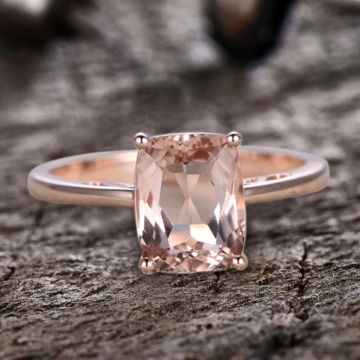 10mm Cushion Morganite 4 Carat Engagement Ring 10k Rose Gold Filigree L1504
