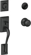 Matte Black Front Entry Handleset with Georgian Knob, Deadbolt Keyed 1 Side F916