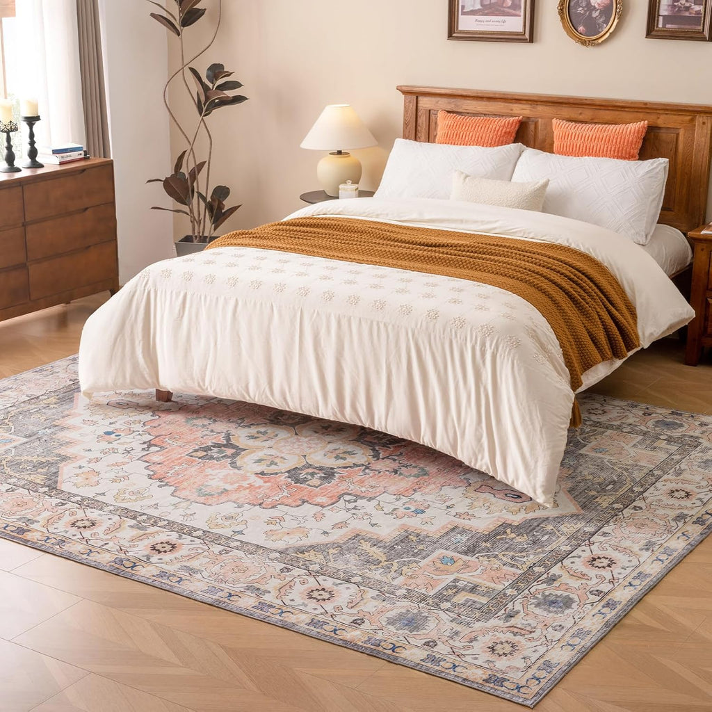 Machine Washable 5'x7' Non Slip Rug (Mistyrose) C201