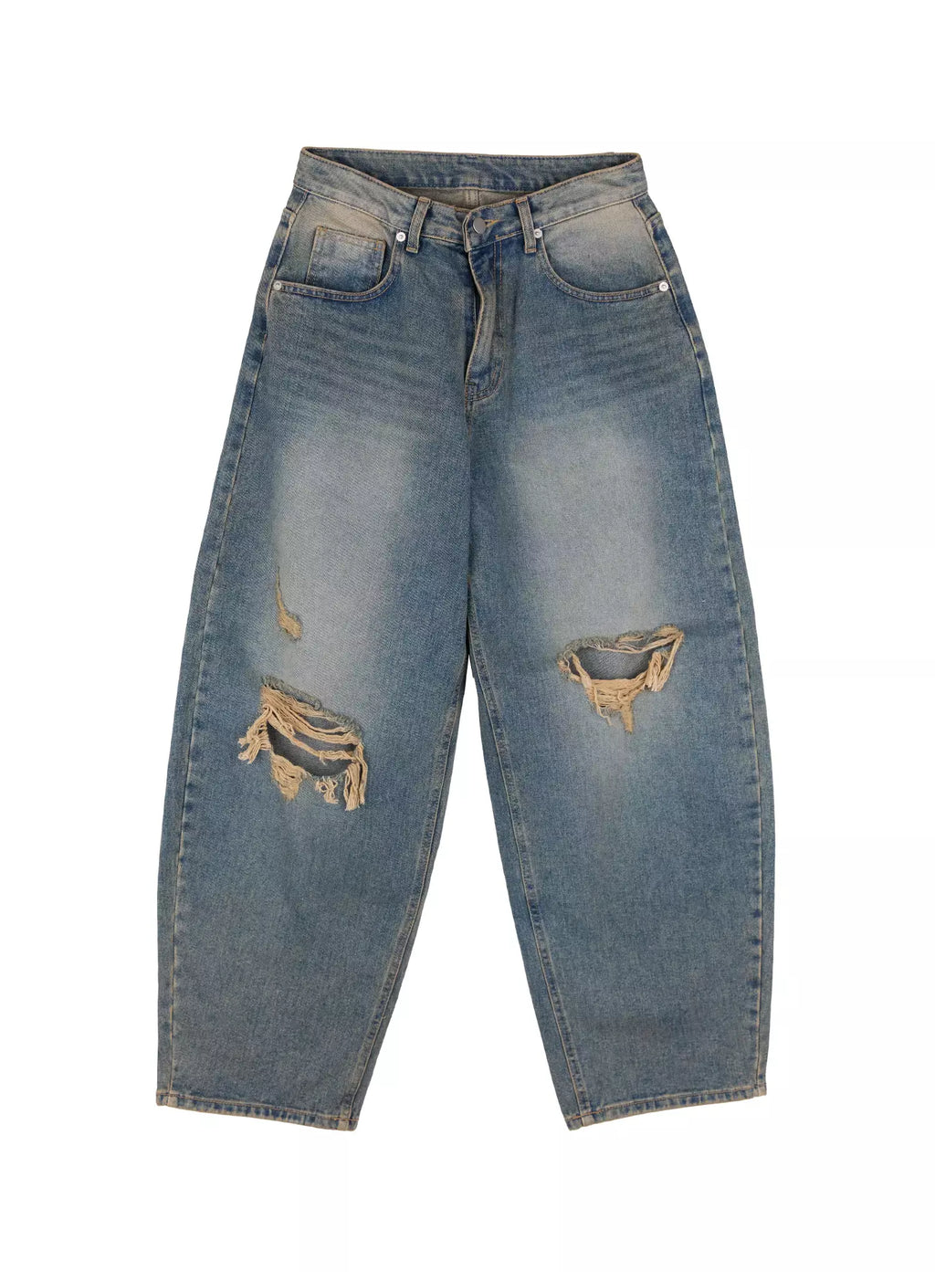 Jeemin Vintage Distressed Wide-Leg Denim Jeans IC503
