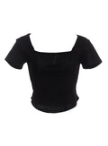 Punched Square-Neck Short-Sleeve Tee IC503