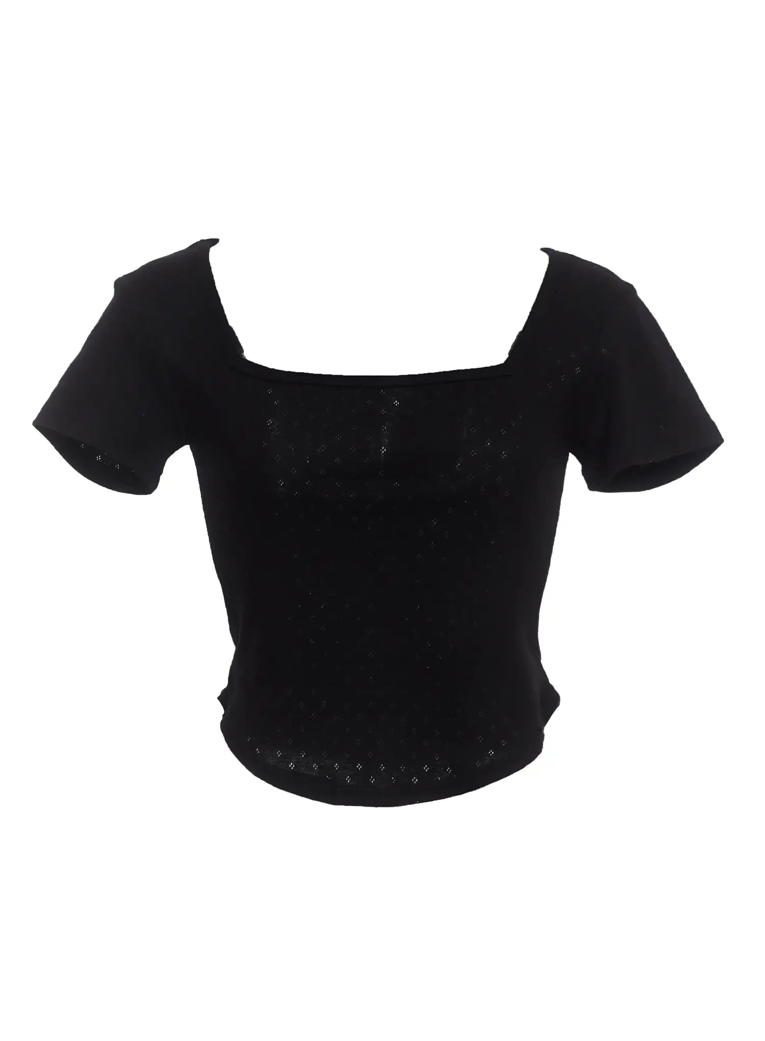 Punched Square-Neck Short-Sleeve Tee IC503