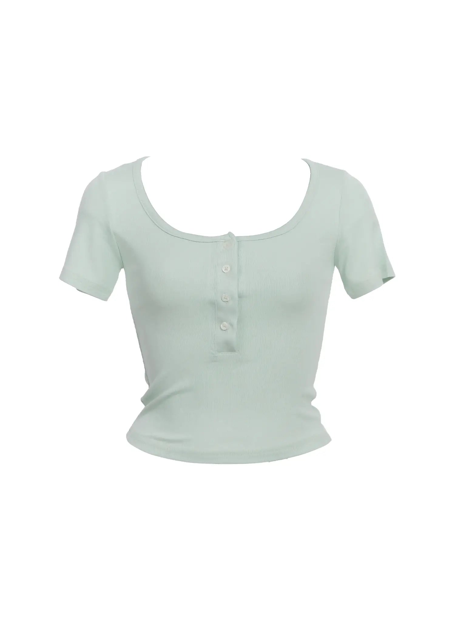 Buttoned Scoop-Neck Crop Top IC503