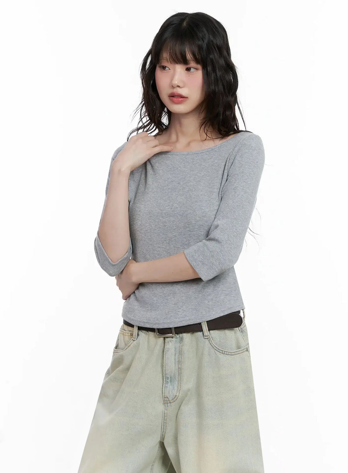 Minimalist Black Boat Neck Top IL531