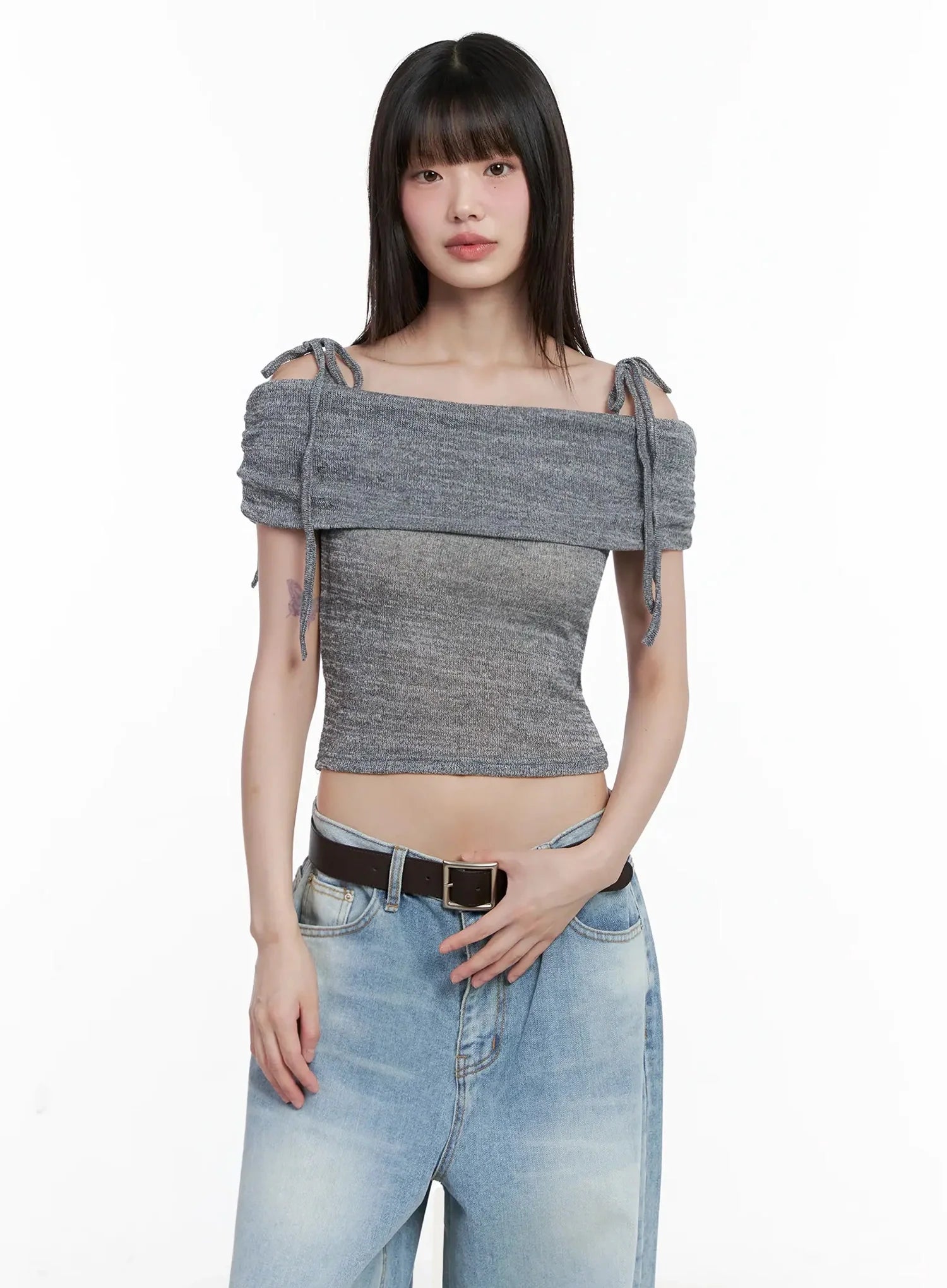 Textured Off-Shoulder Knit Top IL531