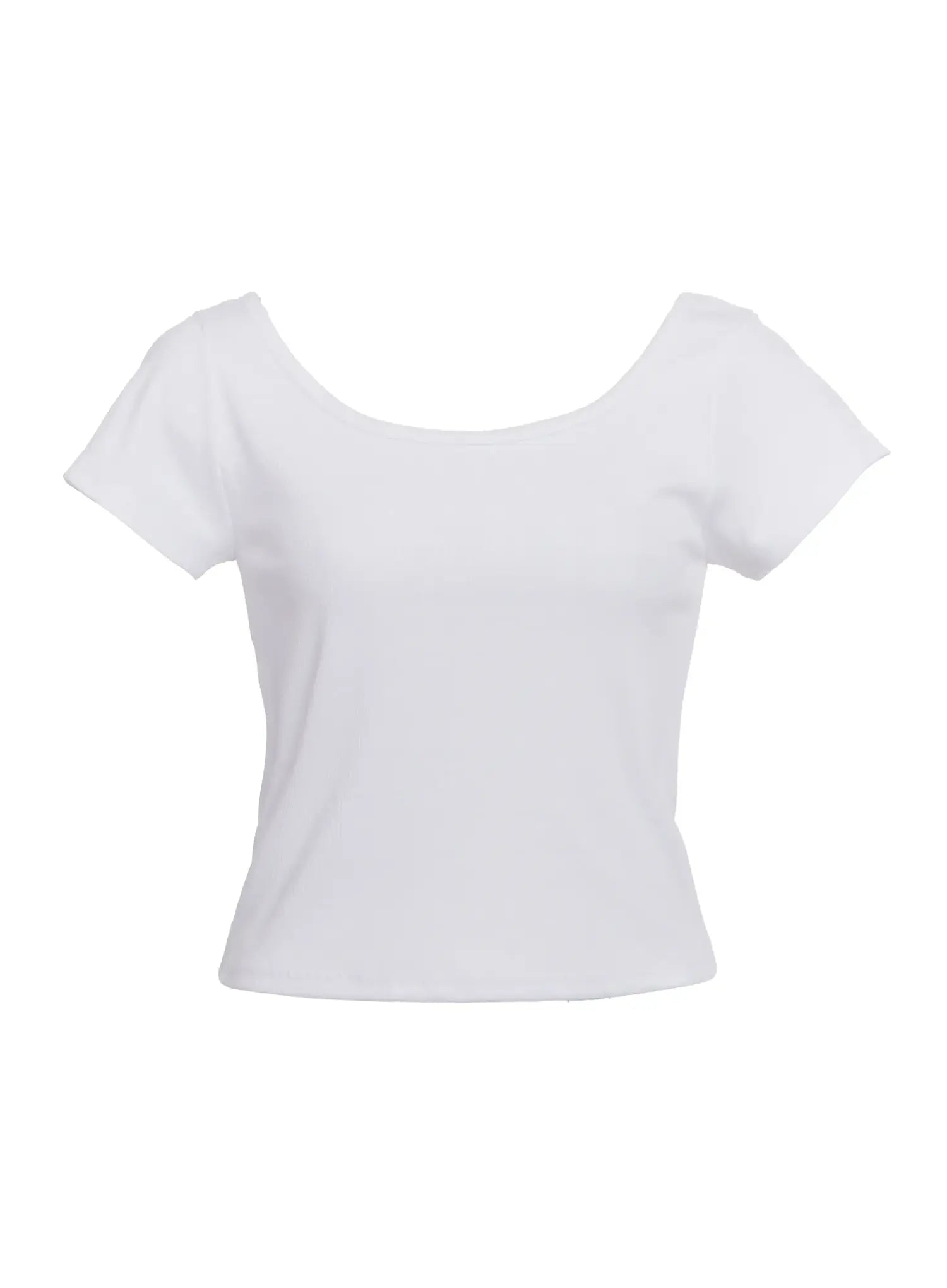 Ribbed Square-Neck Short-Sleeve Tee IC503