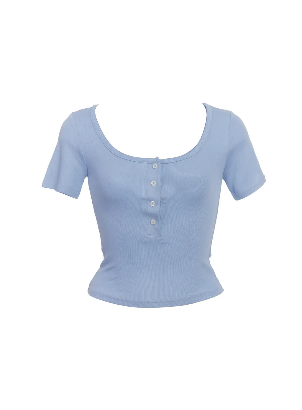 Buttoned Scoop-Neck Crop Top IC503