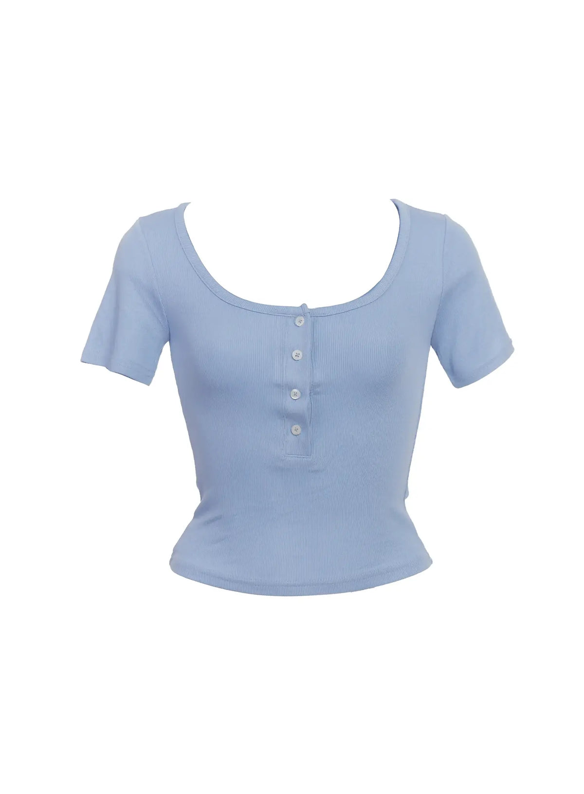 Buttoned Scoop-Neck Crop Top IC503