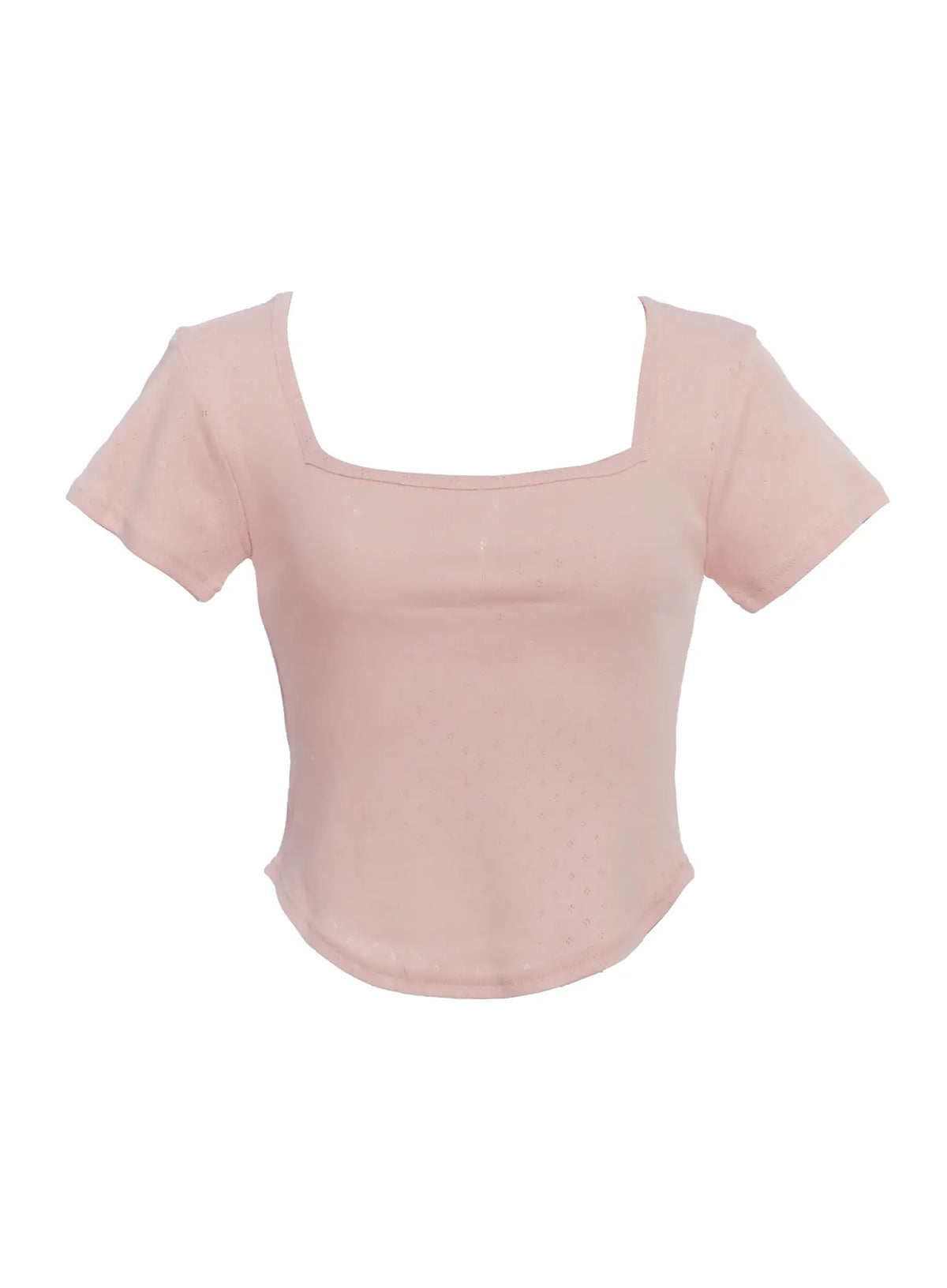 Punched Square-Neck Short-Sleeve Tee IC503
