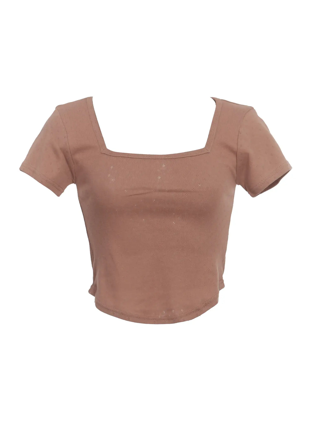 Punched Square-Neck Short-Sleeve Tee IC503