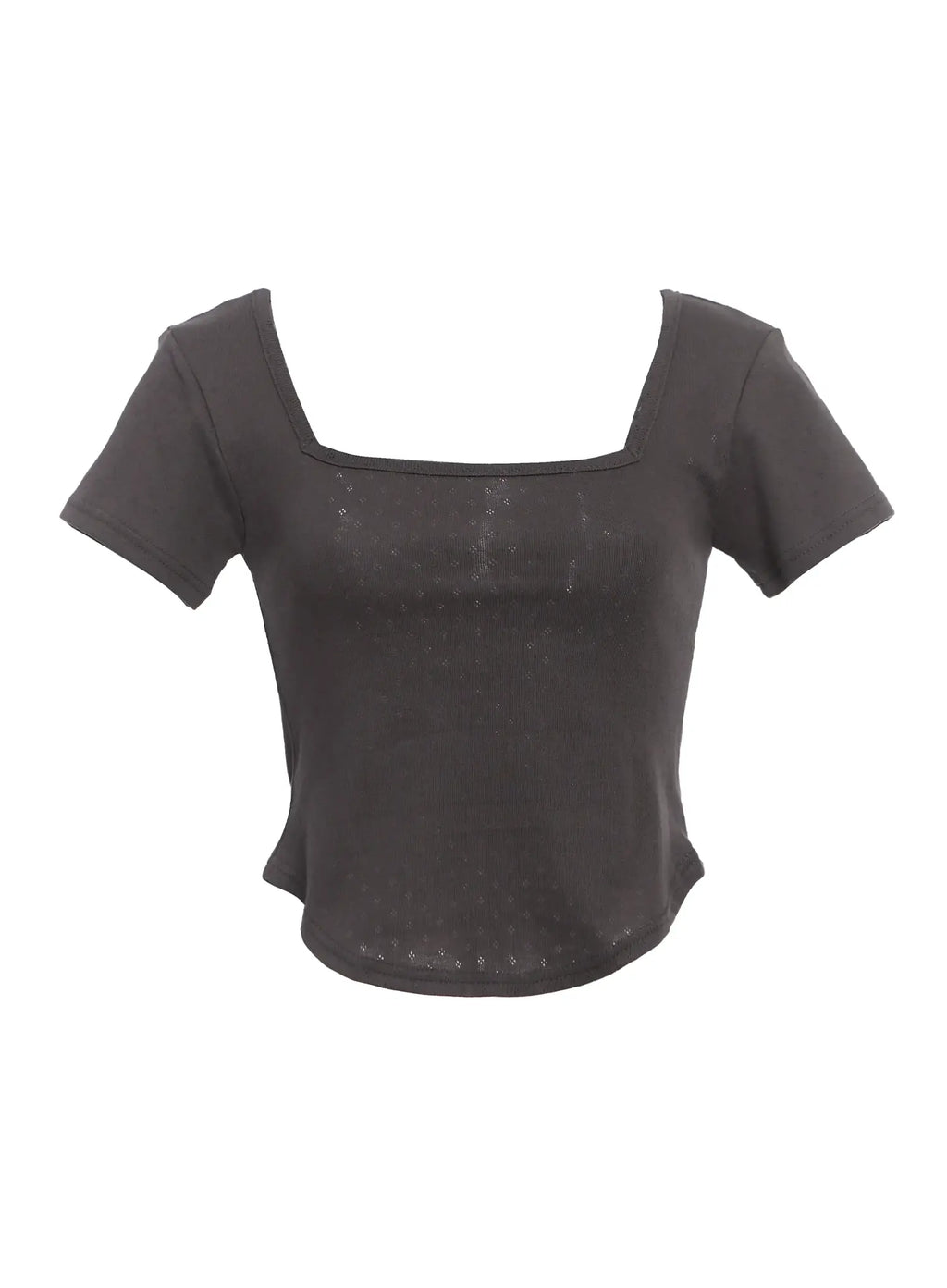 Punched Square-Neck Short-Sleeve Tee IC503
