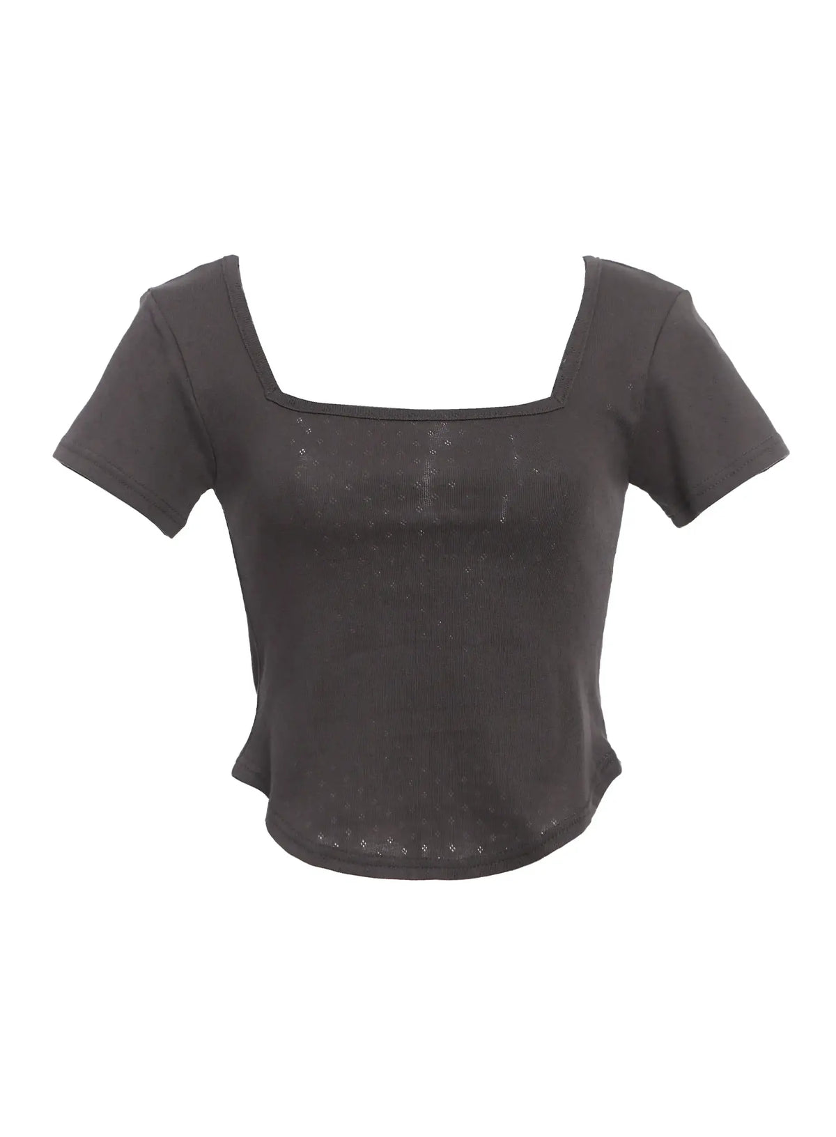 Punched Square-Neck Short-Sleeve Tee IC503