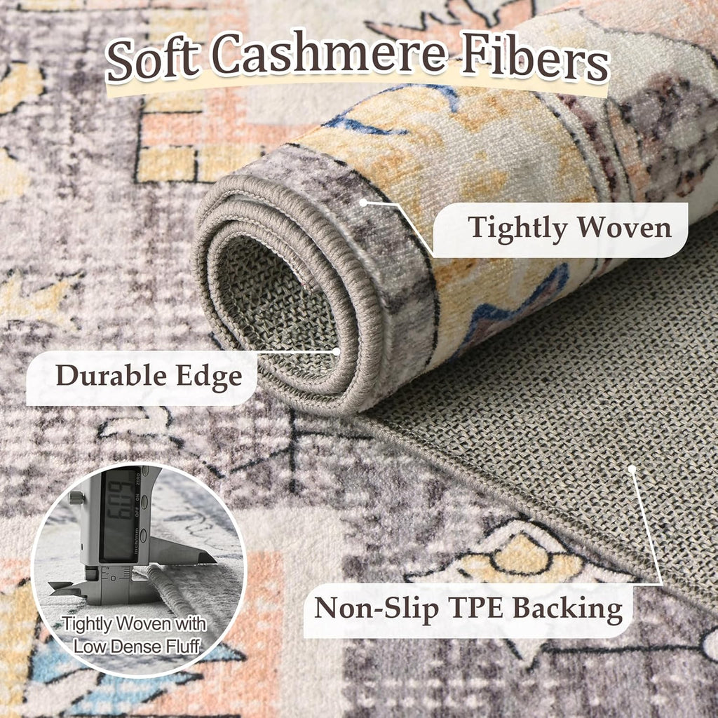 Machine Washable 5'x7' Non Slip Rug (Mistyrose) C201