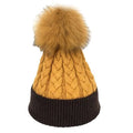 Butterscotch/Cafe Cable Knit Pom Pom Beanie Hat R6814