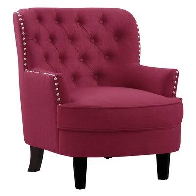 Tufted Wingback Chair Fabric: Peony Linen P965099