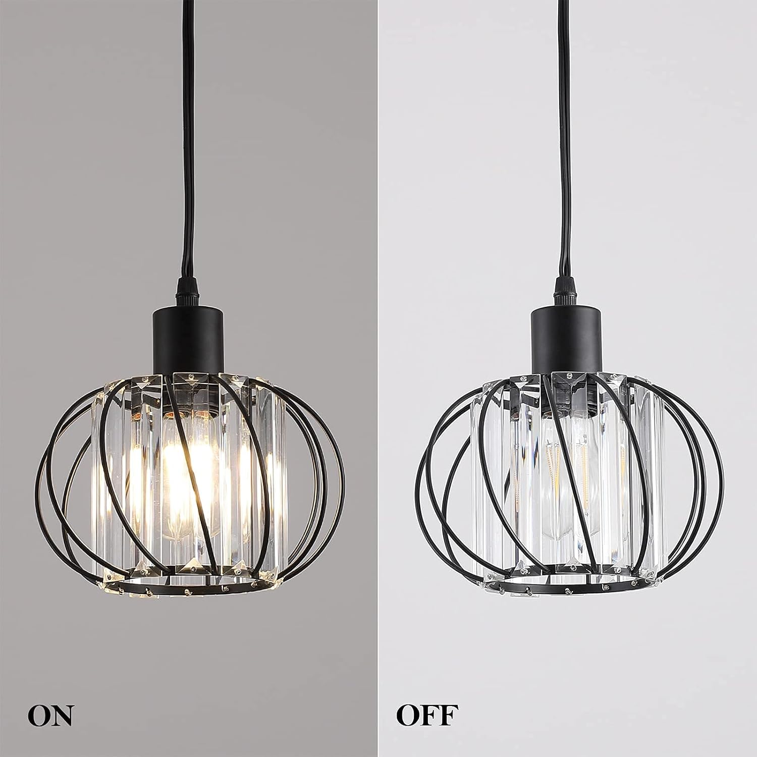 Semi Flush Mount Ceiling Light K9 Crystal Metal Cage Ceiling Lamp Fixture, E26 Y3791