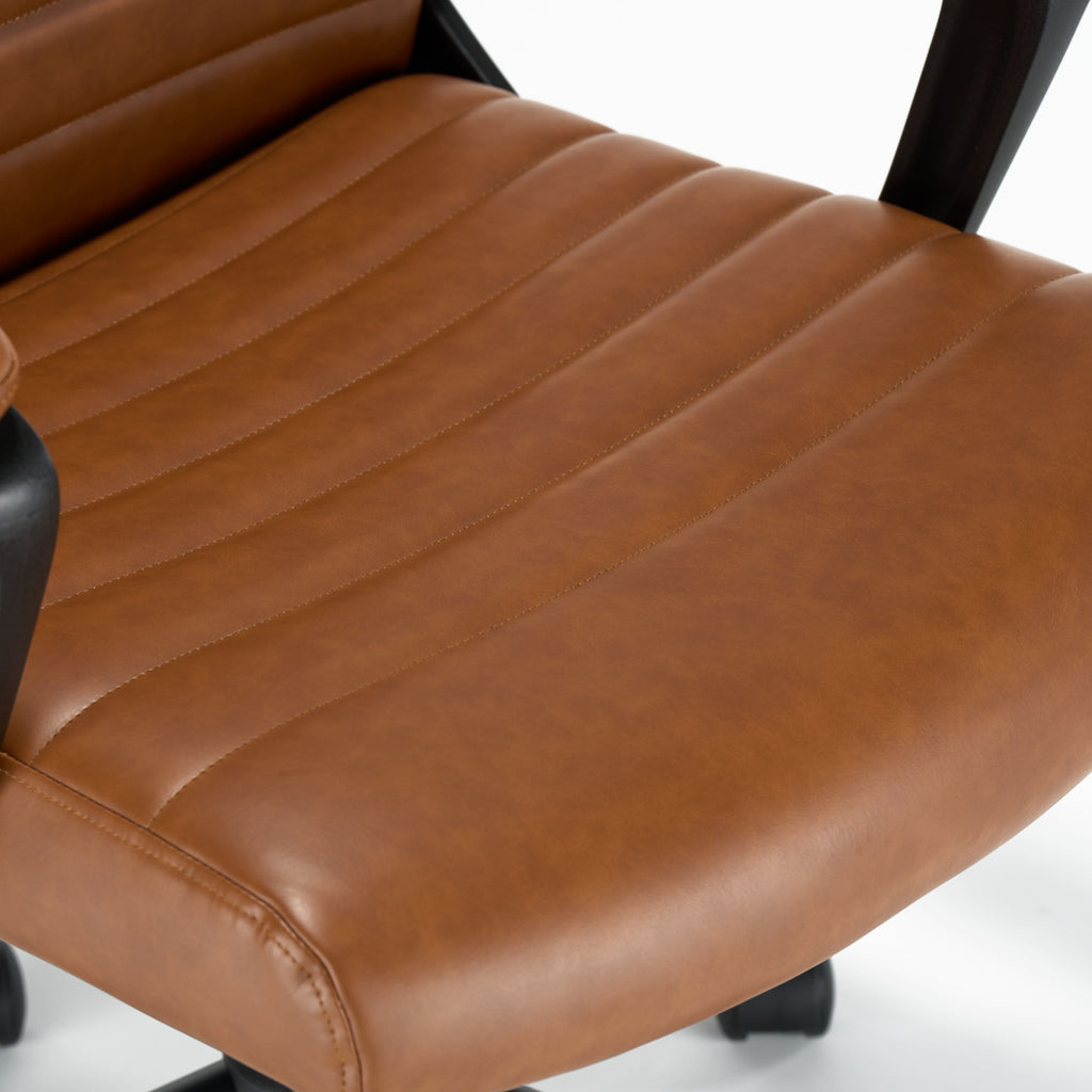 Cognac Bonded Leather Ergonomic Desk Chair E631