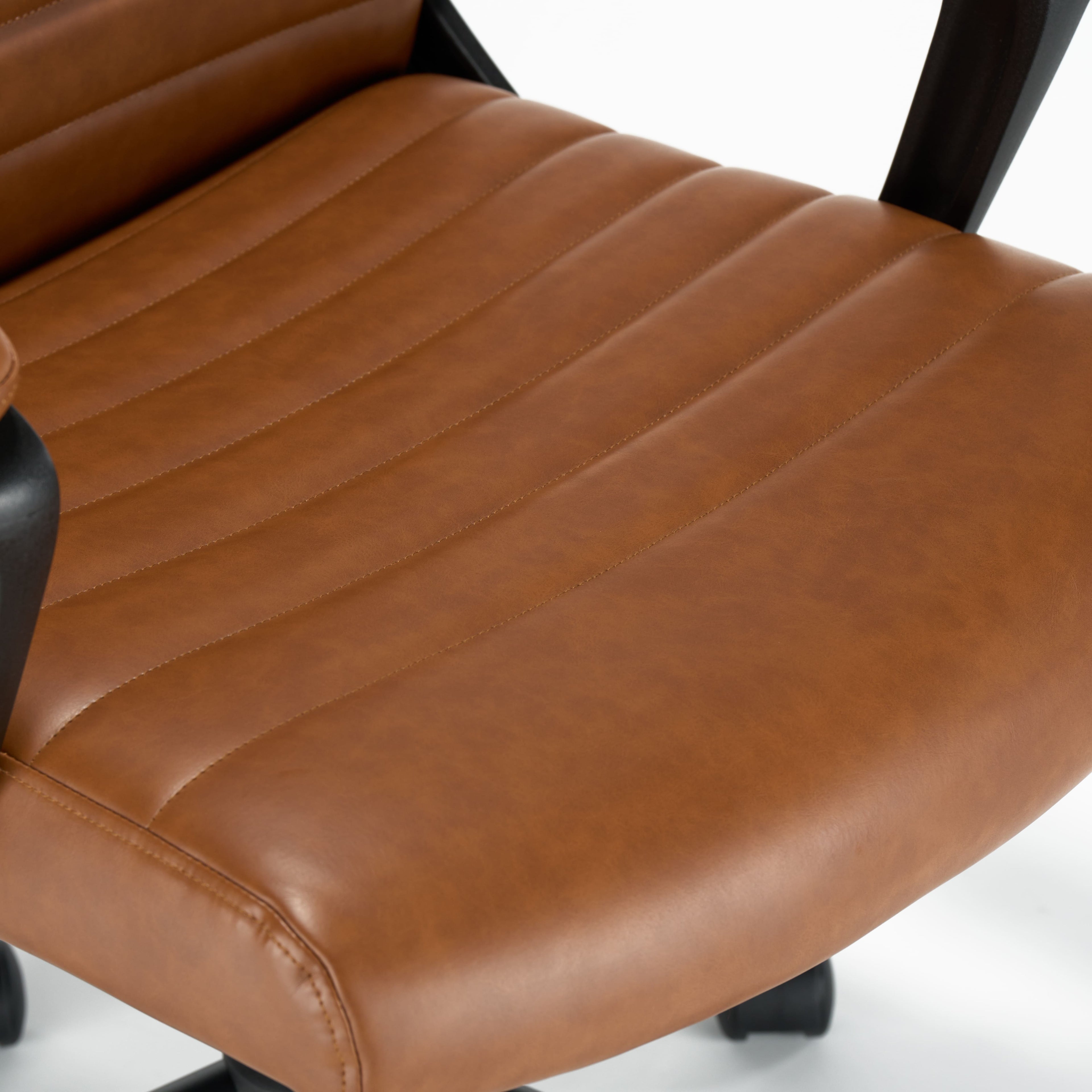Cognac Bonded Leather Ergonomic Desk Chair E631