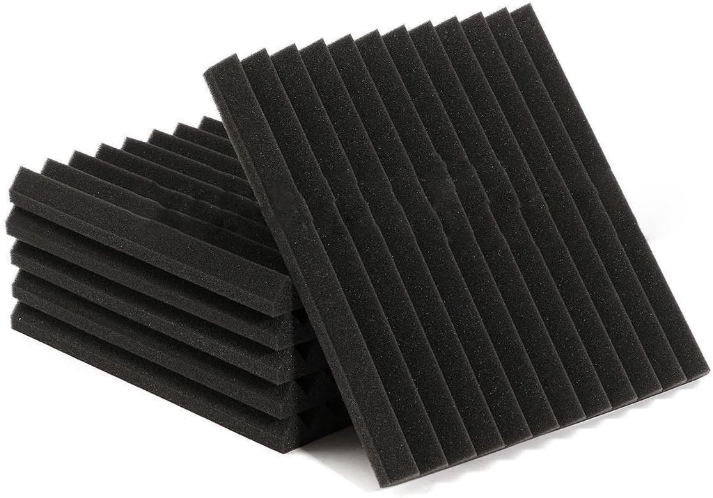 48 Pack Black Red 1" x 12" x 12" Acoustic Wedge Studio Foam Wall Panels L514