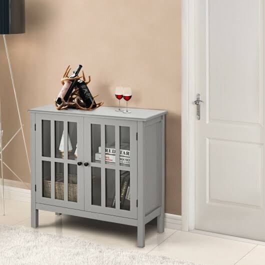 Gray Glass Door Sideboard Console Cabinet E2220