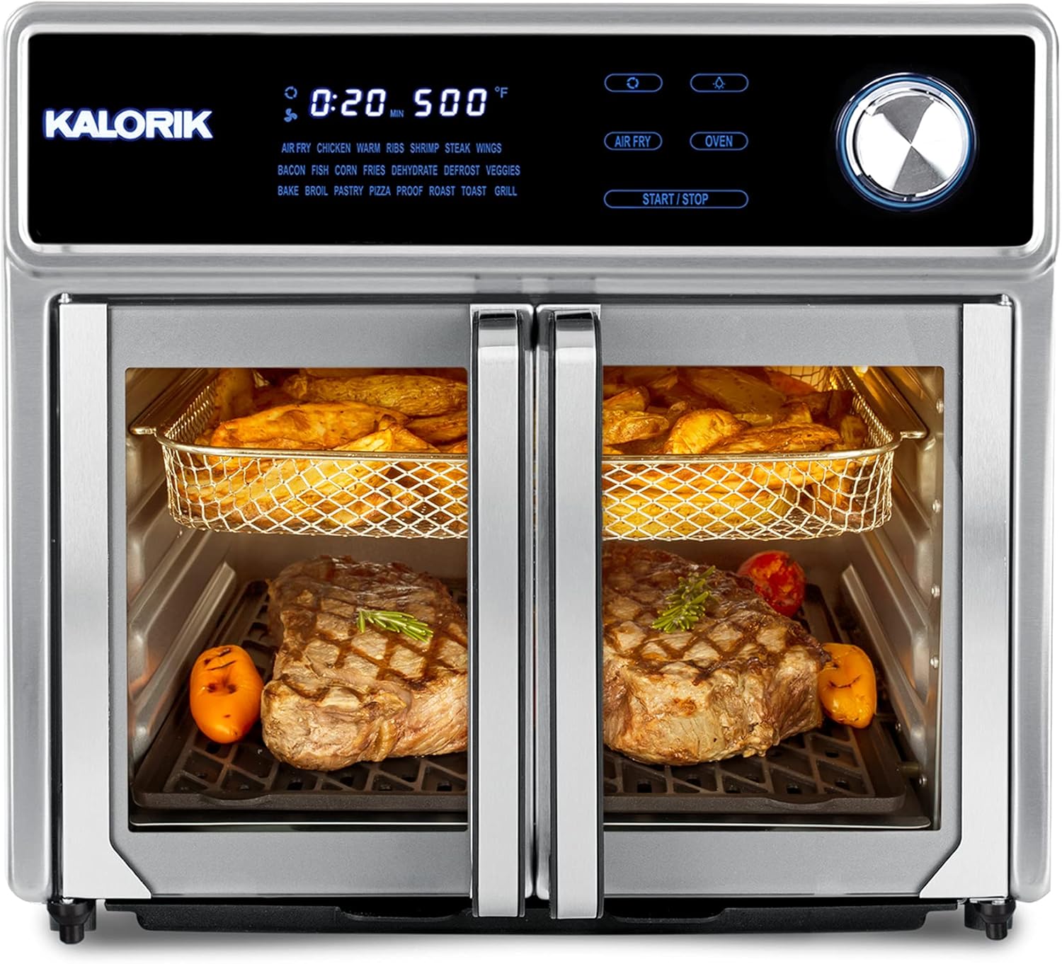 26 Qt Digital Smokeless Indoor Grill and Air Fryer Oven Combo with 11 Accessories, 1700W, Black & Stainless Steel P409