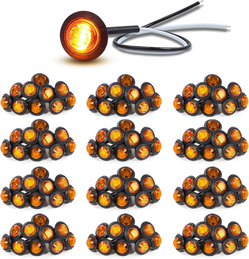 200 Pc 3/4 Inch Red LED Sealed Side Marker Lights 12V DC X982