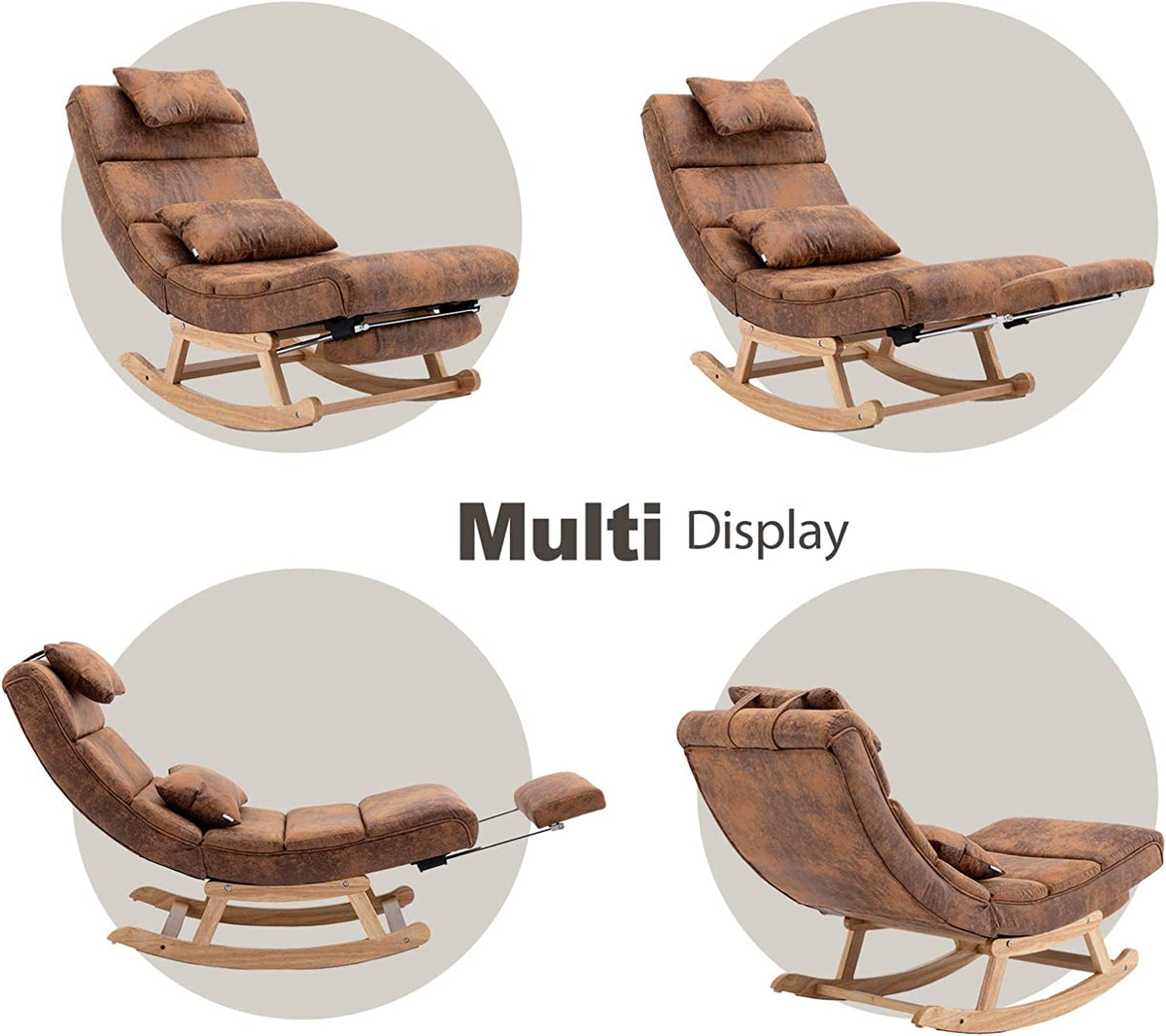 Armless Rocking Chair with Footrest and 2 Pillowers F119000