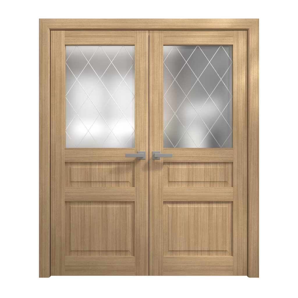Solid Wood French Double Doors 36 x 80 inches L823