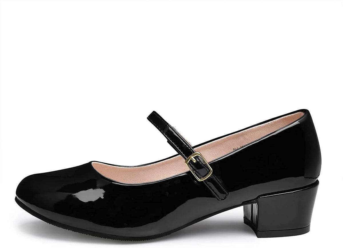 Black Mary Jane Dress Shoes Low Heels Z546166