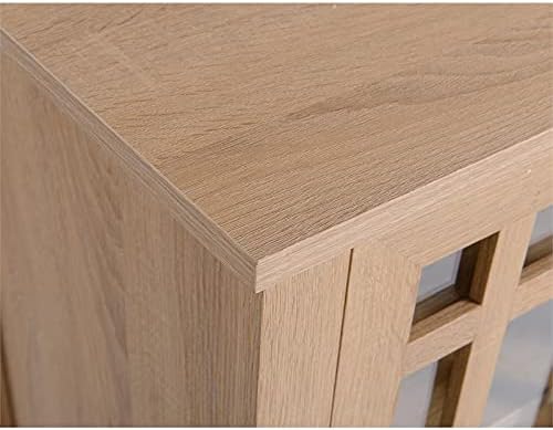 Light Oak Wood Sideboard Buffet with Double Framed Tempered Glass Doors P105