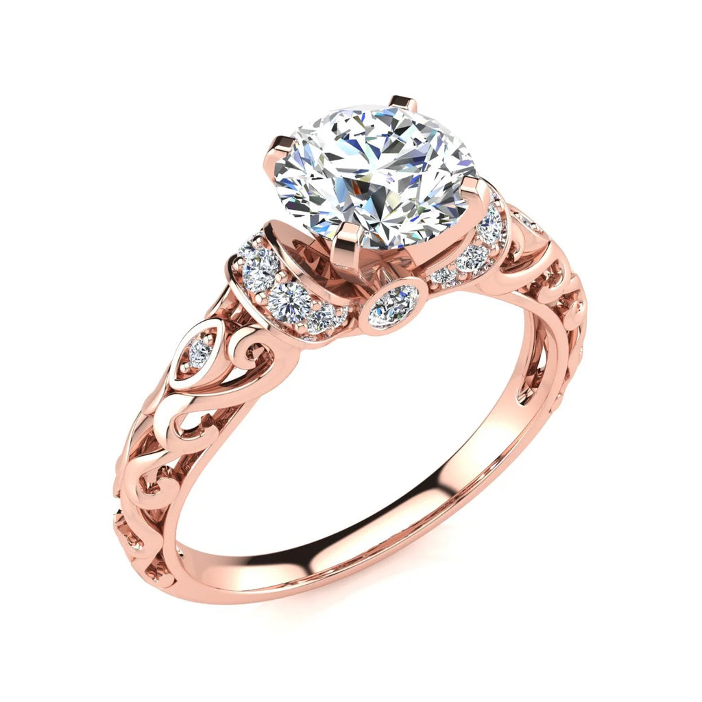 Vintage Moissanite Engagement Ring In 14 Karat Rose Gold I98803