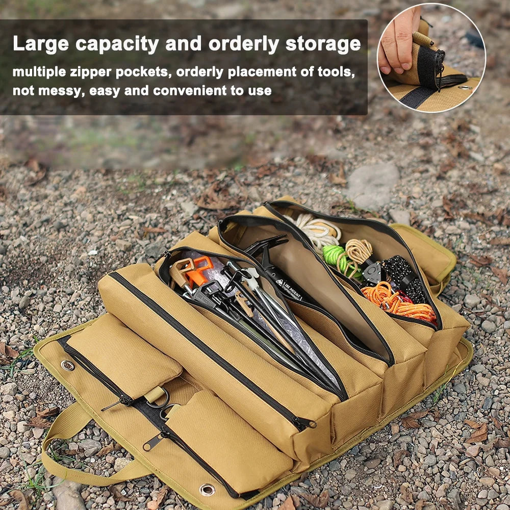 Hanging storage bag Tent Nail Roll-Up Tools Tent Hammer Nail Portable Ox Cloth B203909