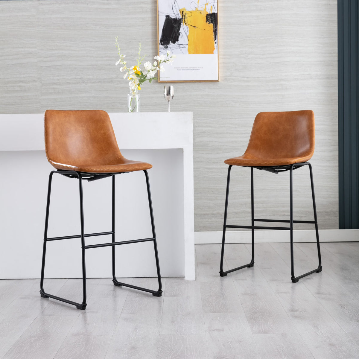 Faux Leather 30-inch Bar Stool (Set of 2) Camel X4611