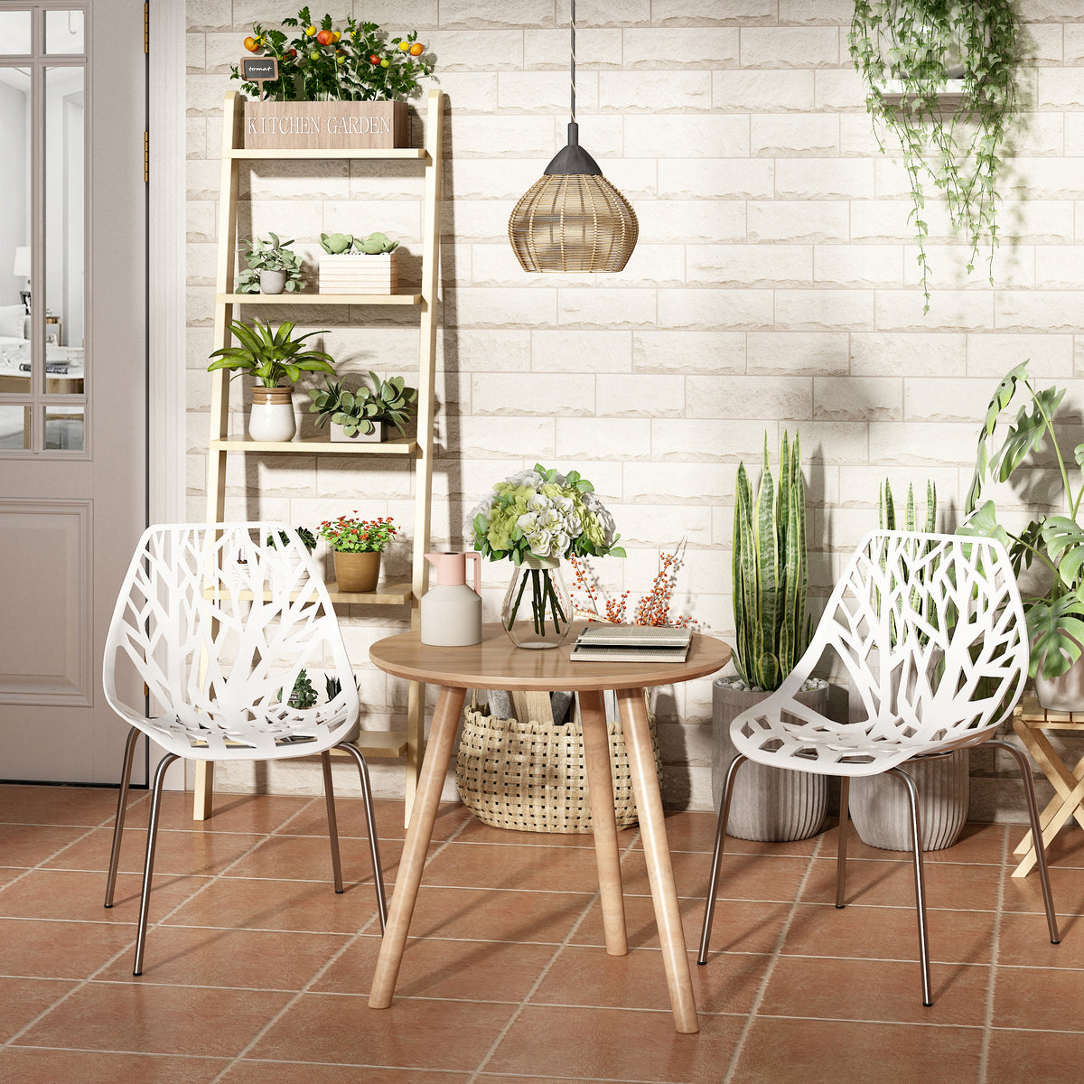 White Set of 4 Stackable Plastic Side Chairs T360417