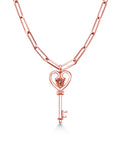 1.00 Ct Mystic Topaz Heart Key Pendant with Paperclip Link Chain 18 inch M44669