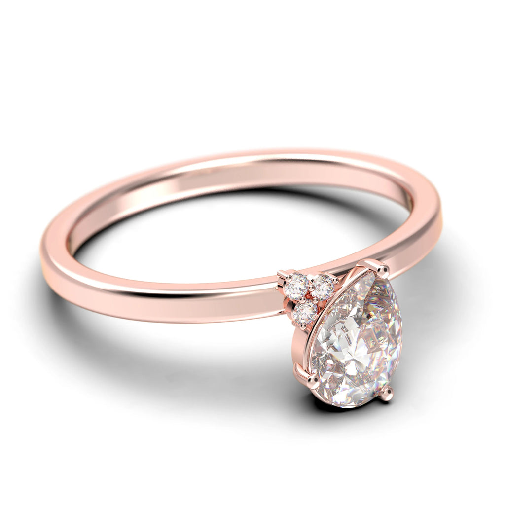 1.15 Carat Pear Cut Moissanite Engagement Ring in 925 Sterling Silver With 18k Rose Gold Plating Z9947