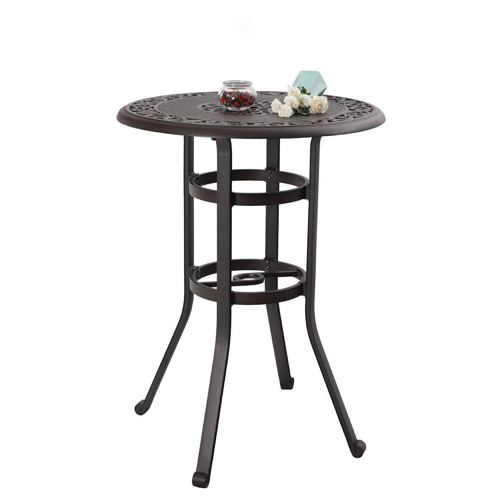 Cast Aluminum Pub Height Outdoor Swivel Bar Bistro Set 1 Table P196195