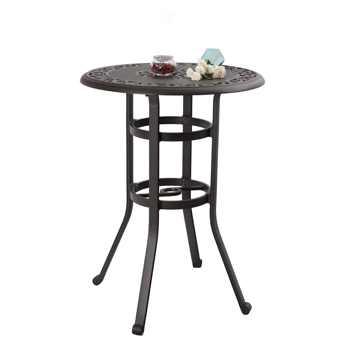Cast Aluminum Pub Height Outdoor Swivel Bar Bistro Set 1 Table P196195