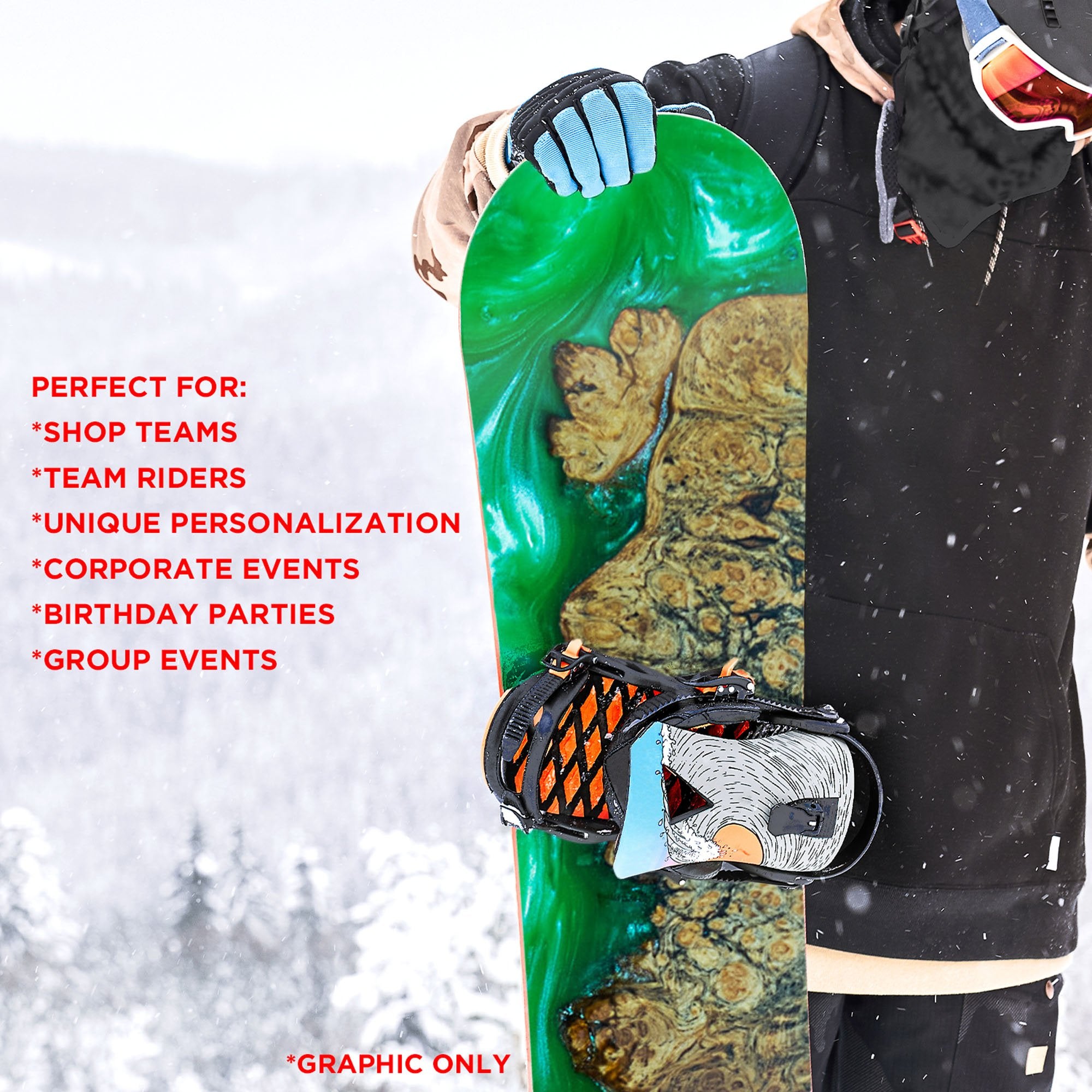 Green Resin Wood Snowboard Wrap Sticker Skin Cover P49640