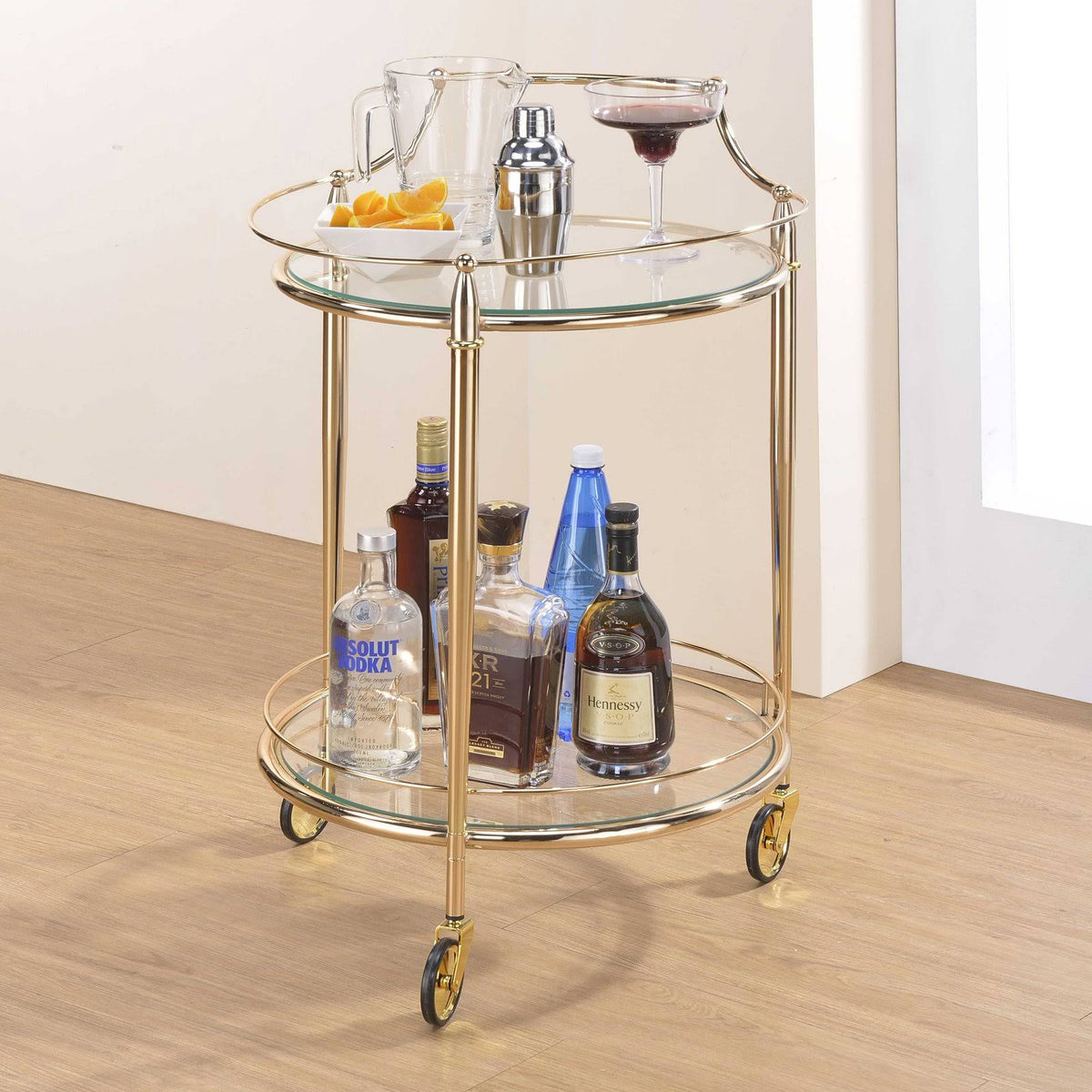 Gold & Clear Glass Serving Cart I39527