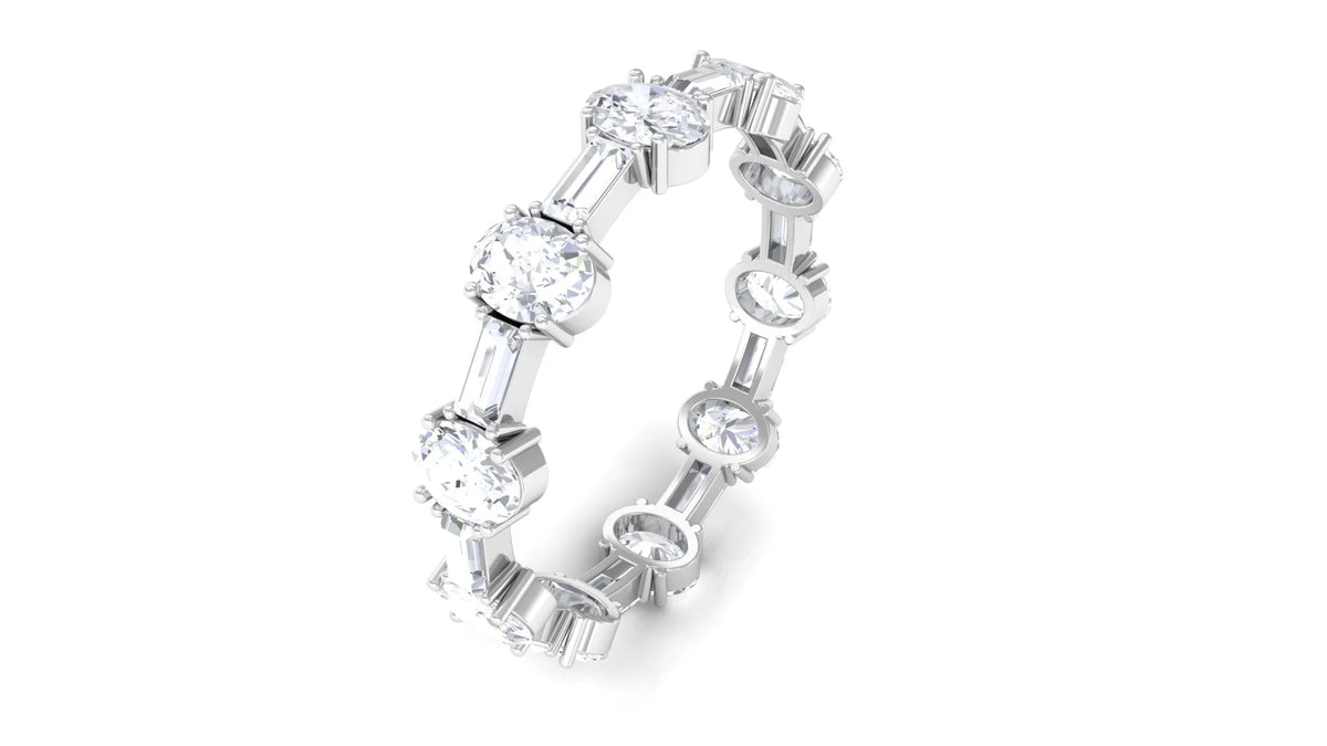 14K White Gold Moissanite Eternity Ring, US 7.50 T80862