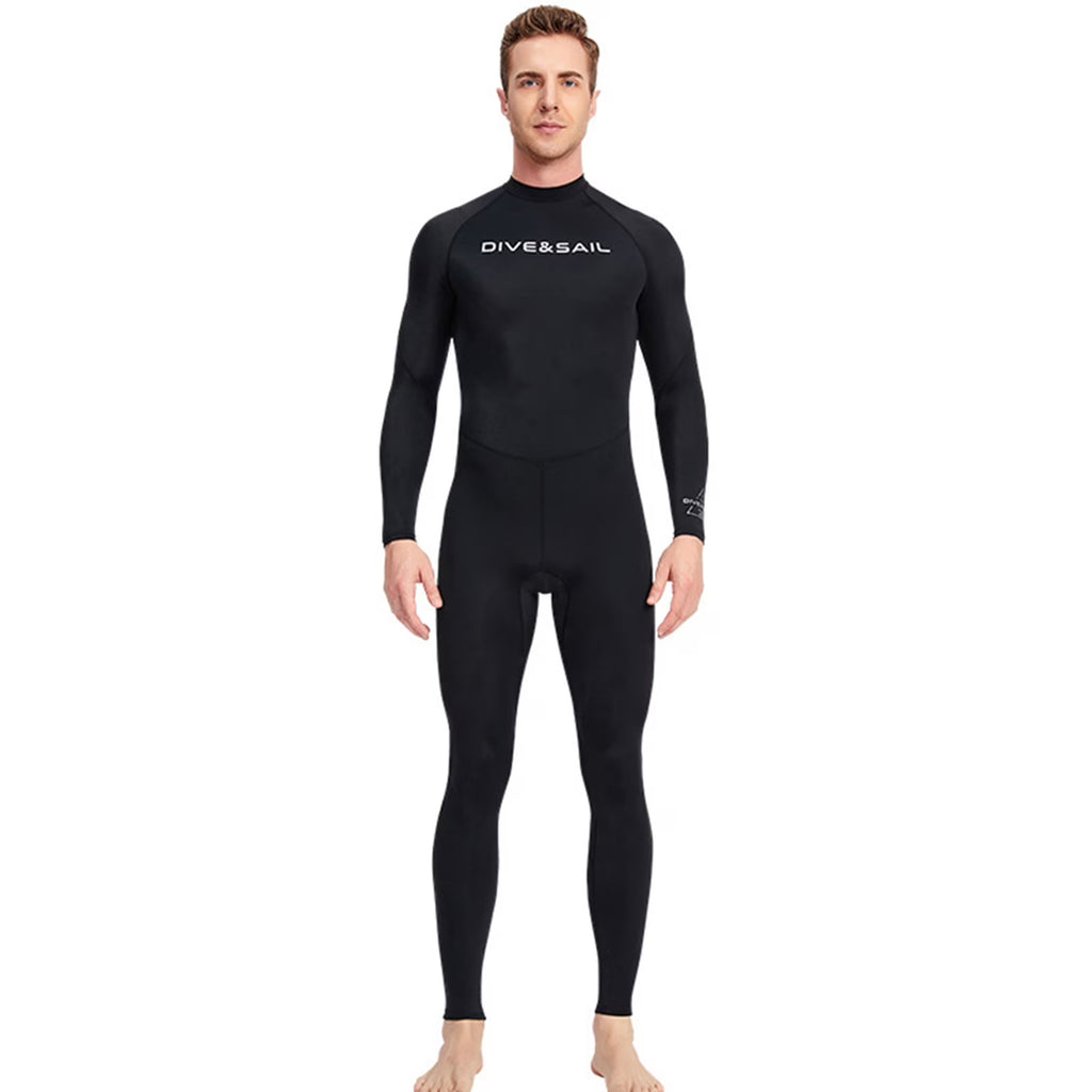 Men One Piece Swimsuit with Back Zipper Quick Dry Long Sleeve Surf Suit Q99736
