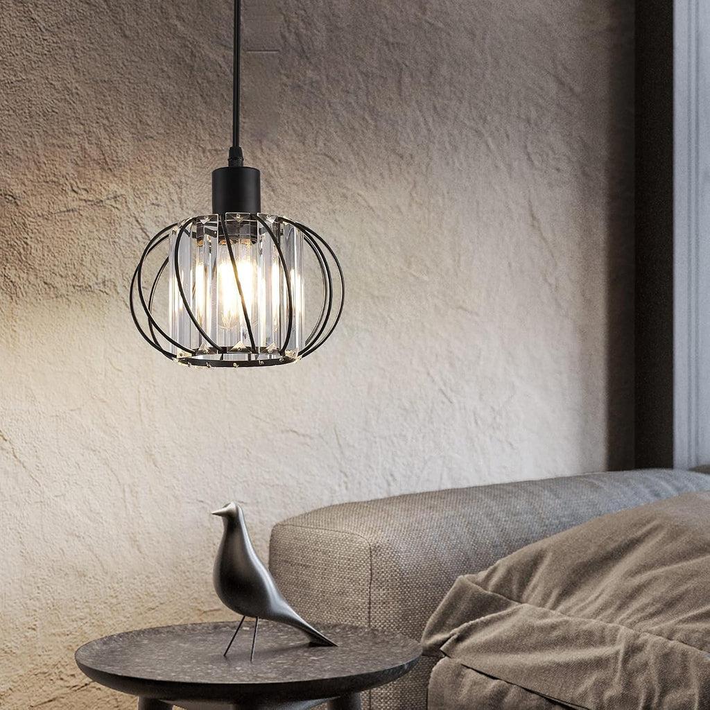 Semi Flush Mount Ceiling Light K9 Crystal Metal Cage Ceiling Lamp Fixture, E26 Y3791