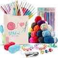 Crochet Kit with Yarn Balls, Needles, Canvas Tote Bag, 73 Piece X50214