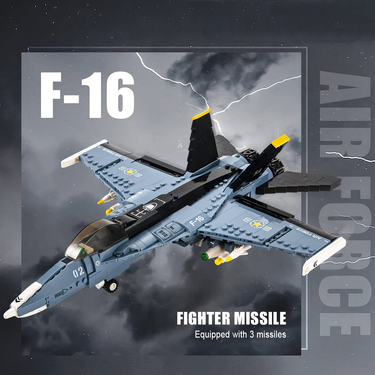 Blue F-16 Fighting Jet Building Block Set W26250