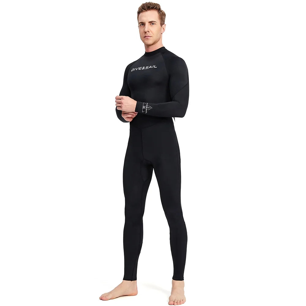 Men One Piece Swimsuit with Back Zipper Quick Dry Long Sleeve Surf Suit Q99736