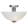 2-Light Brushed Nickel Semi Flush Mount with Satin White Glass S318239