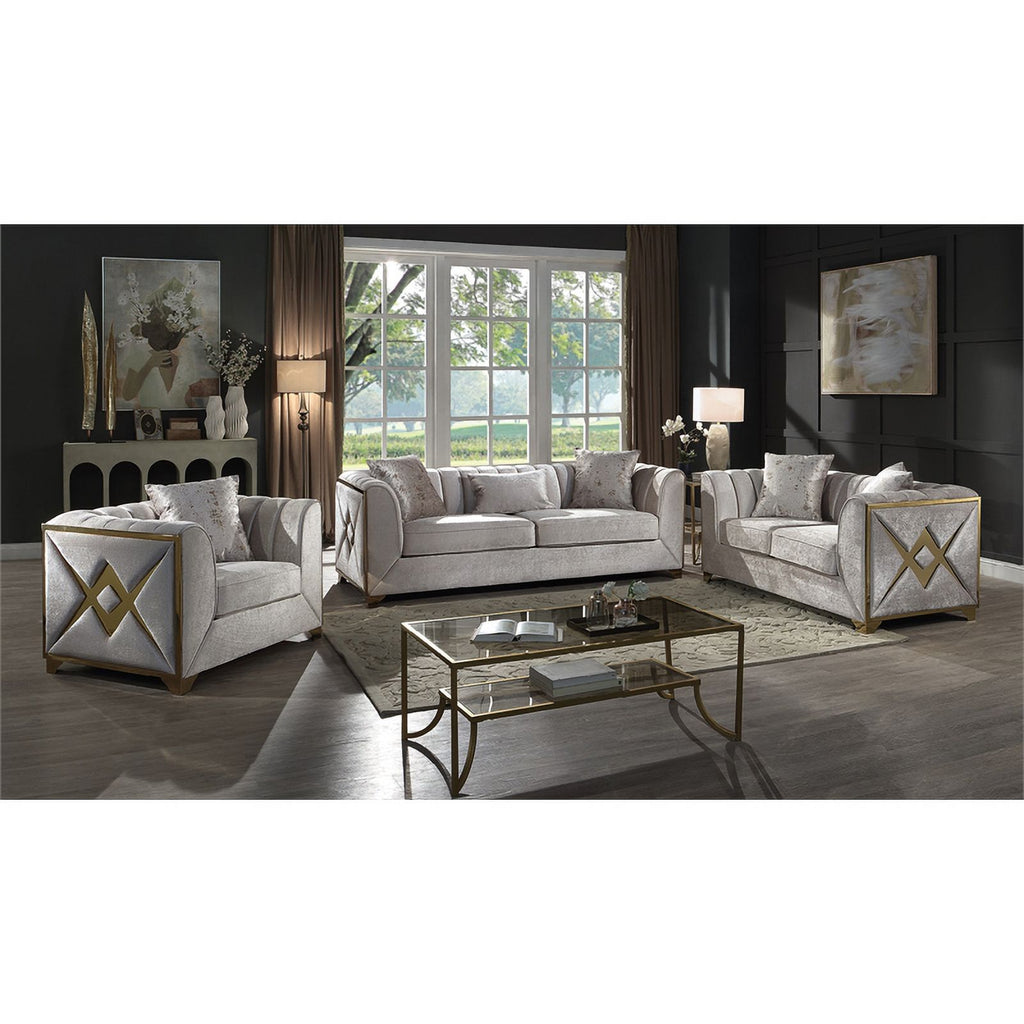 Cream Wood 2 PC Living Room Set W779155