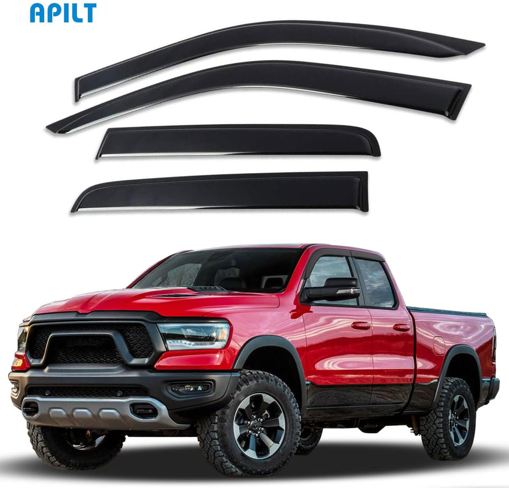 4-Piece Dark Smoke Side Window Deflectors for Dodge Ram 1500 Quad Cab Z891